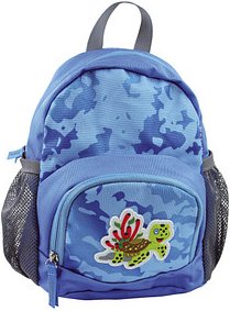 DONAU Kindergartenrucksack Mini Schildkröte Kunstfaser blau/camouflage