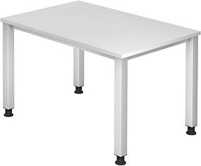 HAMMERBACHER Akandia höhenverstellbarer Schreibtisch weiß rechteckig, 4-Fuß-Gestell silber 120,0 x 80,0 cm