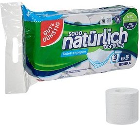 Thumbnail - GUT&GÜNSTIG Toilettenpapier natürlich recycling 3-lagig Recyclingpapier, 8 Rollen