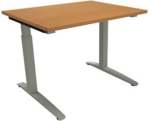 fm Sidney höhenverstellbarer Schreibtisch buche rechteckig, C-Fuß-Gestell Quadratrohr silber 100,0 x 80,0 cm
