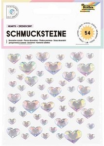 folia Schmucksteine transparent HEARTS IRIDESCENT 54 St.