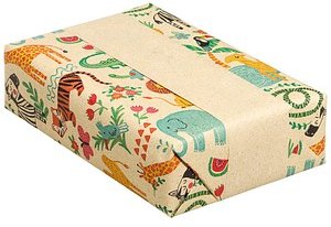 JUNG SCHÖNER VERPACKEN Geschenkpapier Oase Dschungeltiere mehrfarbig beidseitig bedruckt, 20,0 m