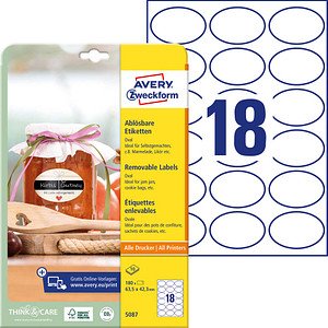 Thumbnail - 180 AVERY Zweckform Etiketten 5087 weiß 63,5 x 42,3 mm