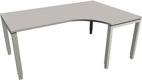 Thumbnail - fm Sidney höhenverstellbarer Schreibtisch lichtgrau C-Form, Bügel-Gestell silber 180,0 x 80,0/120,0 cm