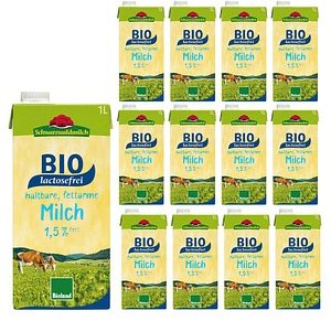 Schwarzwaldmilch fettarme H-Milch Bio-laktosefreie Milch 1,5 % 12x 1,0 l
