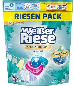 Weißer Riese AROMATHERAPIE Universal Good Mood LOTUS Waschmittel Caps, 2x 60 St.