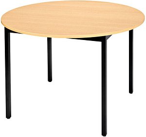 SODEMATUB Mehrzwecktisch buche, schwarz rund, Vierkantrohr schwarz, 110,0 x 110,0 x 74,0 cm