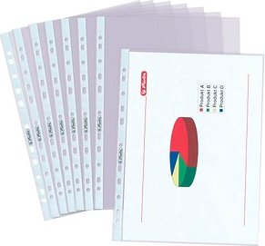 100 herlitz Prospekthüllen DIN A4 transparent genarbt 0,08 mm