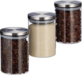 Thumbnail - relaxdays Vorratsdosen 14,0 cm hoch transparent 0,6 l, 3 St.