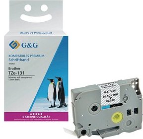 Thumbnail - G&G Schriftband ersetzt Brother TZe-131 15026, 12,0 mm schwarz auf transparent, 1 St.