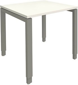 Thumbnail - fm Sidney höhenverstellbarer Schreibtisch weiß rechteckig, 4-Fuß-Gestell Quadratrohr silber 80,0 x 80,0 cm