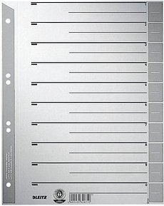 LEITZ Trennblätter 1652 DIN A4 1-0 grau, 230 g/qm, 100 St.