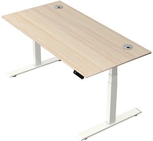 Thumbnail - Kerkmann Move 2 Plus elektrisch höhenverstellbarer Schreibtisch ahorn rechteckig, T-Fuß-Gestell weiß 160,0 x 80,0 cm