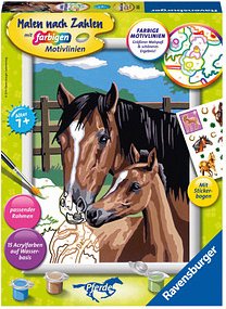 Thumbnail - Ravensburger Malen-nach-Zahlen Pferd mit Fohlen mehrfarbig