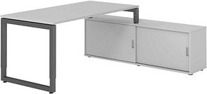 HAMMERBACHER RSE16SB höhenverstellbarer Schreibtisch lichtgrau rechteckig, Kufen-Gestell grau 160,0 x 80,0 cm