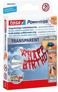 Thumbnail - tesa Powerstrips TRANSPARENT Klebestreifen für max. 200,0 g 1,5 x 4,2 cm, 16 St.