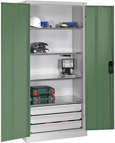 CP Stahlschrank 8921-503 S10136 lichtgrau, rededagrün 4 Fachböden 93,0 x 50,0 x 195,0 cm, aufgebaut, 1 St.