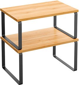 SONGMICS Küchen-Organizer bambus, schwarz 29,7 x 19,5/18,5 x 15,8/13,7 cm, 2 St.