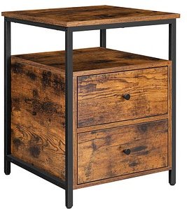 VASAGLE Nachttisch quadratisch Spanplatte vintagebraun, schwarz 45,0 x 45,0 x 60,0 cm, 1 St.