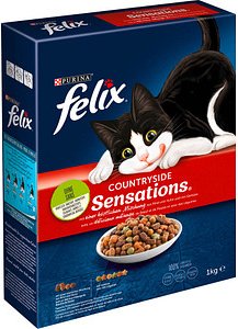 felix® Katzen-Trockenfutter Countryside Sensations mit Rind, Huhn und Gemüse 1,0 kg