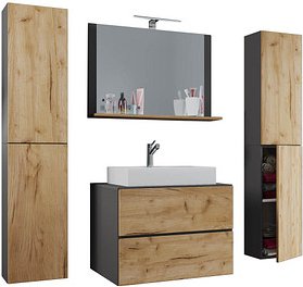 Thumbnail - VCM my bath Badmöbel-Set Lendas XL 915305 honig-eiche, anthrazit 147,0 x 52,0 x 150,0 cm