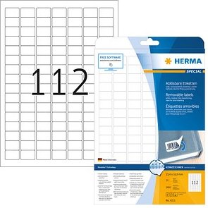 Thumbnail - 2.800 HERMA Etiketten 4211 weiß 25,4 x 16,9 mm