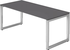 Thumbnail - HAMMERBACHER RS19 höhenverstellbarer Schreibtisch grafit rechteckig, O-Fuß-Gestell silber 180,0 x 80,0 cm