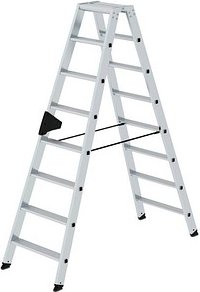 Thumbnail - MUNK Stehleiter beidseitig 40216 silber 2x 8 Stufen, H: 185,0 cm