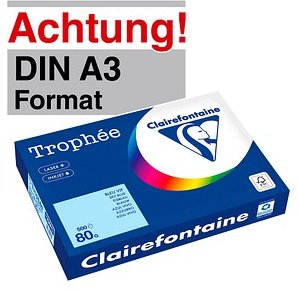 Thumbnail - Clairefontaine Kopierpapier Trophée eisblau DIN A3 80 g/qm 500 Blatt