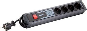 REV Supraguard 4-fach Steckdosenleiste mit Überspannungsschutz 2,5 m schwarz