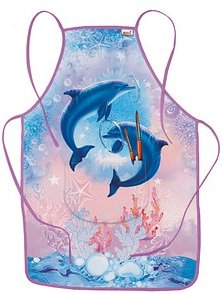 Thumbnail - ROTH Mädchen Kinder Malschürze Delfine blau Einheitsgröße 1 St.