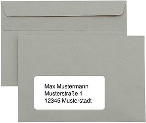 kaenguruh the world of paper Briefumschläge DIN C6 mit Fenster grau selbstklebend 1.000 St.
