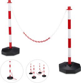 relaxdays Absperrpfosten weiß/rot, 2 St.