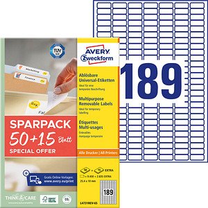 12.285 AVERY Zweckform Etiketten weiß 25,4 x 10,0 mm