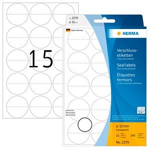 Thumbnail - 240 HERMA Folien-Verschlussetiketten transparent 32,0 x 32,0 mm