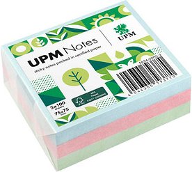 UPM Notes Pastellmix Haftnotizen doppelte Haftung farbsortiert, 3 Blöcke