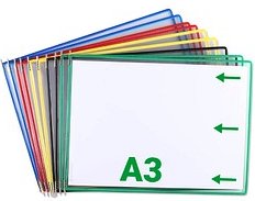 10 tarifold Sichttafeln mit 5 Aufsteckreitern DIN A3 quer farbsortiert, Öffnung seitlich