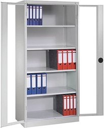 Thumbnail - CP Stahlschrank 8920-055 S10117 lichtgrau, Acrylglas 93,0 x 40,0 x 195,0 cm, aufgebaut