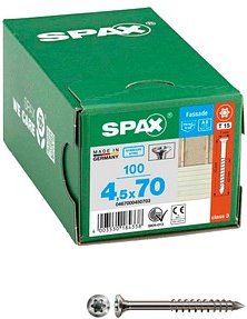 Thumbnail - SPAX® Fassadenschrauben T15 Linsensenkkopf A2 0467000450703 4,5 mm x 70 mm, 100 St.