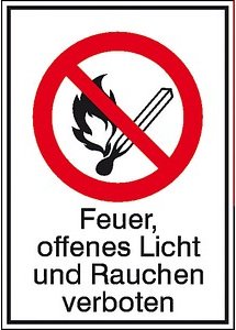 SafetyMarking® Verbotsaufkleber "Feuer, offenes Licht und Rauchen verboten" rechteckig 13,1 x 18,5 cm, 1 St.