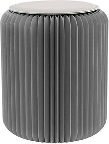 Paperflow faltbarer Sitzhocker, Wabenkarton, Sitzkissen aus Kunstleder, Ø 300 mm x H 420 mm, bis 300 kg, grau