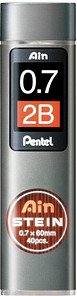 Thumbnail - Pentel Ain Stein C277 Feinminen-Bleistiftminen schwarz 2B 0,7 mm, 40 St.