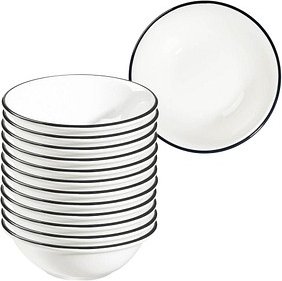 12 ID Fine Schalen Modest Black Lona weiß 16,0 cm