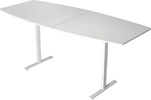 Kerkmann Konferenztisch Move 3 weiß Tonnenform, T-Fuß-Gestell weiß, 250,0 x 100,0 x 72,0 - 120,0 cm