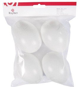 Rayher Plastik-Figuren weiß Eier Ø 10,0 cm, 4 St.