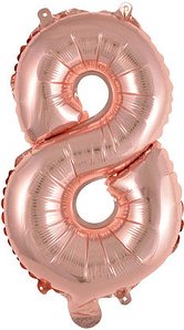 amscan® Folienballon Mini, Zahl 8 rosé, 1 St.