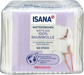 ISANA Wattestäbchen weiß, 160 St.