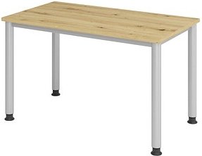 HAMMERBACHER HS612 Schreibtisch asteiche rechteckig, 4-Fuß-Gestell silber 120,0 x 67,2 cm