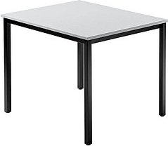 HAMMERBACHER Konferenztisch VDQ08 lichtgrau quadratisch, Vierkantrohr schwarz, 80,0 x 80,0 x 72,0 cm