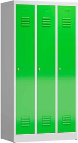 Thumbnail - ClassiX Spind gelbgrün, lichtgrau X-510135, 3 Schließfächer 87,0 x 50,0 x 180,0 cm